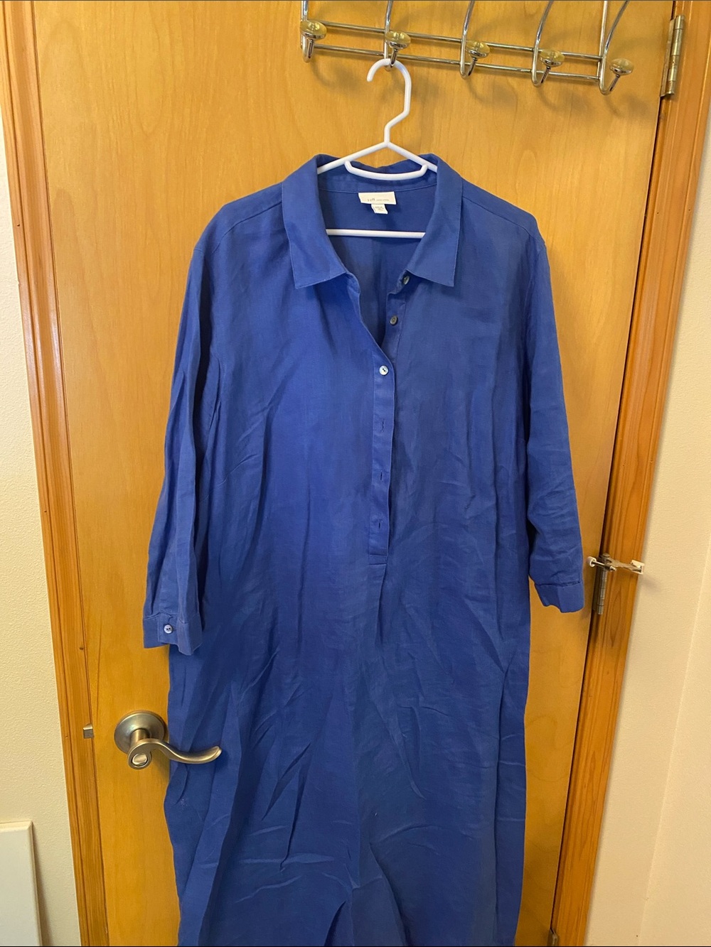 Eileen Fisher Royal Blue Long Sleeve Shirt Dress
